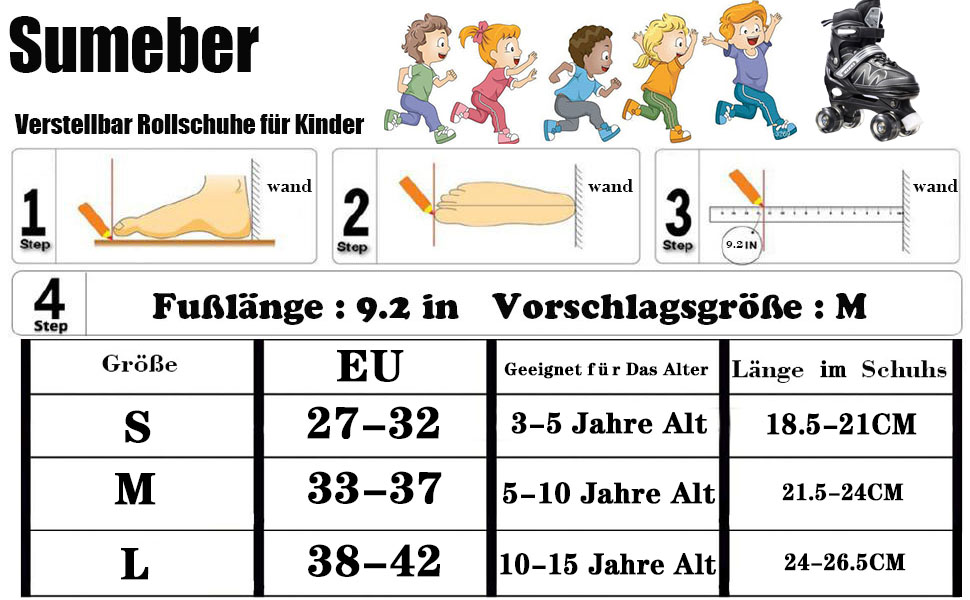 Дитячі ролики-інлайнери Flash: ролики для початківців, 4 колеса, регульовані, чорні (EU 34-38)