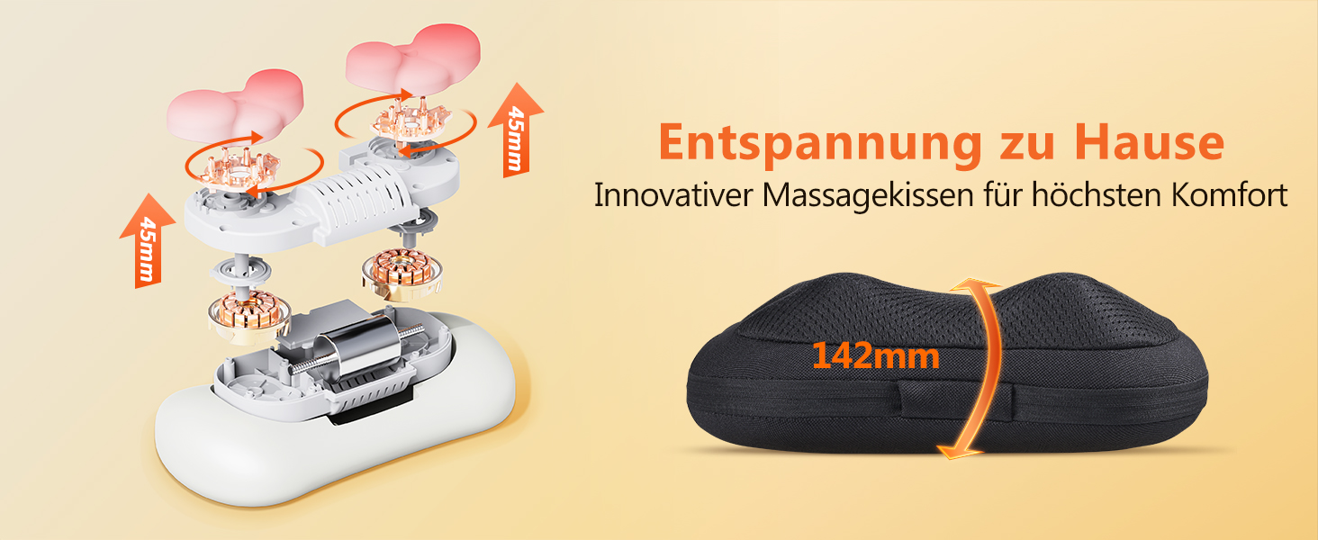 Масажна подушка Shiatsu для шиї, плечей і спини з підігрівом, обертові масажні головки, масажер для дому та офісу, чорна