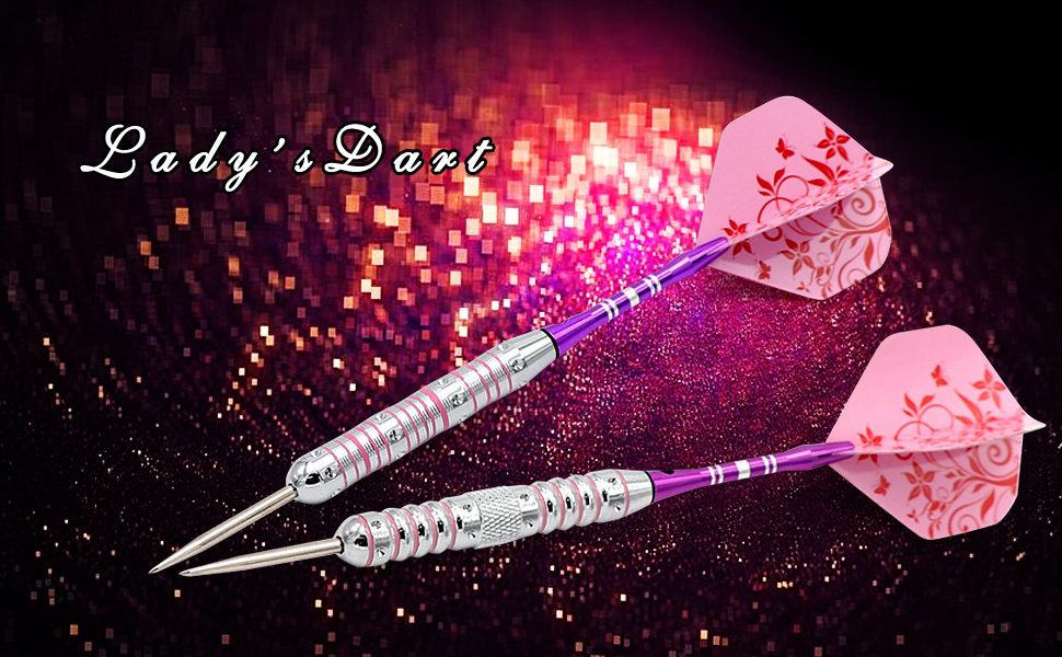 Сталеві дротики CUESOUL Pink Ladies 21/23 г з алюмінієвими стеблями (наконечник сталевий)