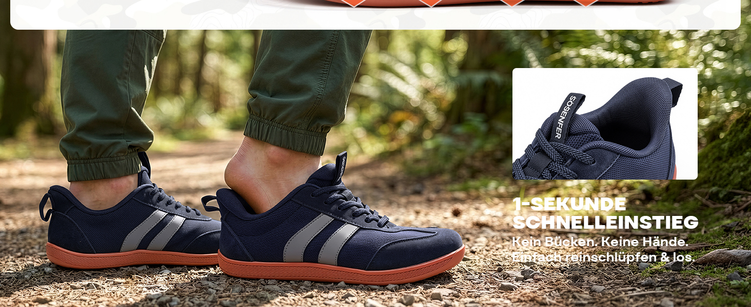 Кросівки-босоніжки Sosenfer Barfußschuhe унісекс, slip-on з широким носком та сіткою, хакі, 44 EU