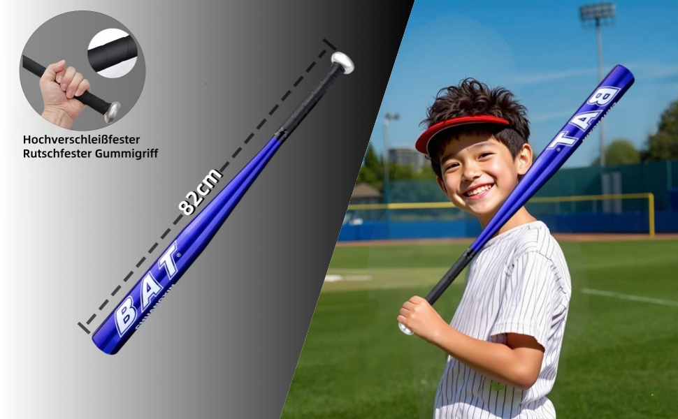 Бейсбольна бита 82 см (32 дюйми), алюмінієва з неслизькою ручкою, блакитна. Підходить для бейсболу та самозахисту