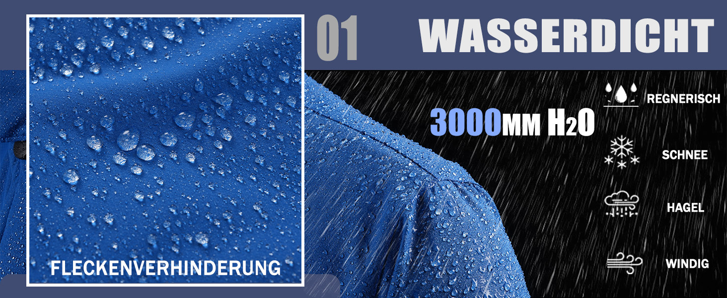 TACVASEN Куртка зимова чоловіча водонепроникна тепла флісова підкладка софтшелл дихаюча функціональна куртка з відстібаною капюшоном XL темно-синій