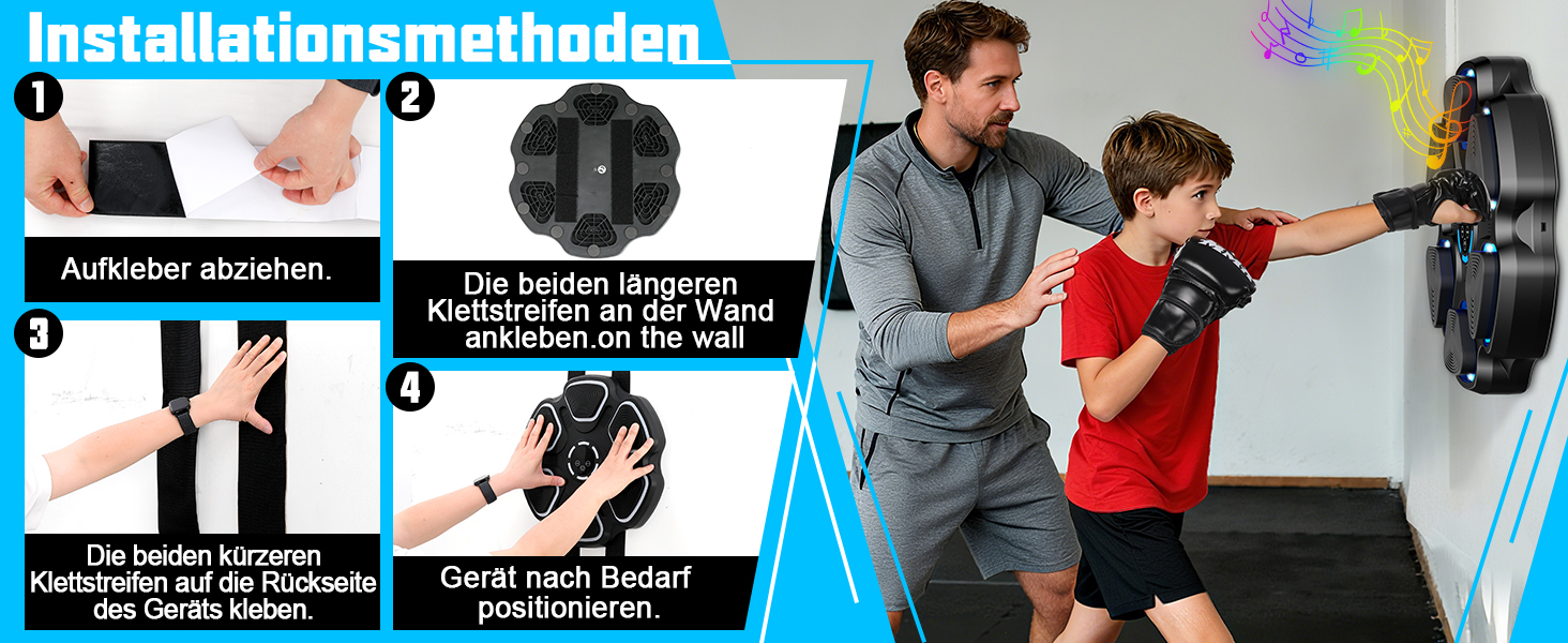Розумна музична боксерська машина FBSPORT для тренувань дорослих та дітей, боксерський тренажер з 7 точками удару, 11 режимами та 9 рівнями швидкості, у комплекті з рукавицями
