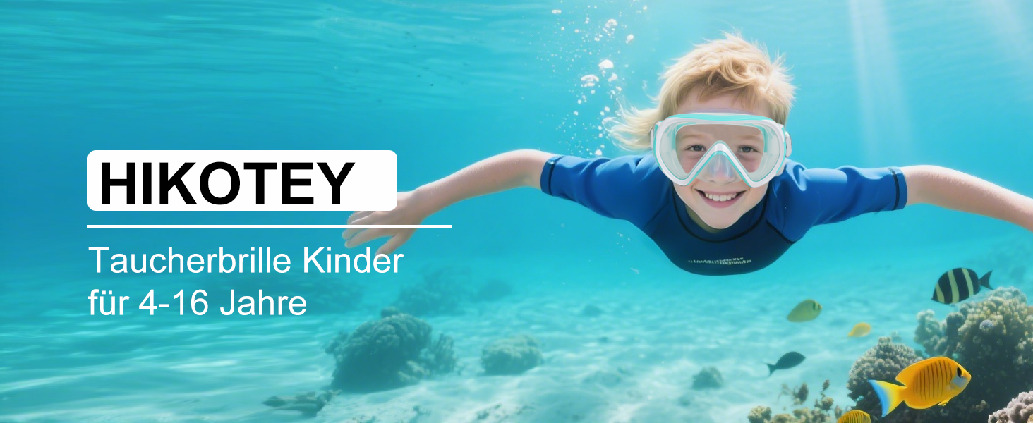 Дитяча маска для снорклінгу Kinder з трубкою, 180° панорама, проти запотівання, для дітей 4-16 років (Блакитна)