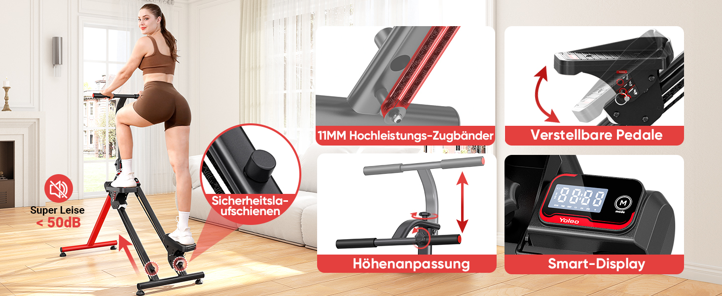 Сходи-степер YOLEO з регульованим опором для дому, складаний, 3 режими тренування, компактний кардіо-тренажер, великі платформи, 90% зібраний, з ручкою