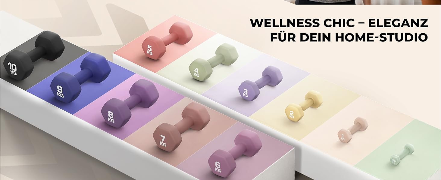 Набір гантелей HQ Germany® 2x5 кг, рожевий, для фітнесу та Pilates, Home Gym, без запаху