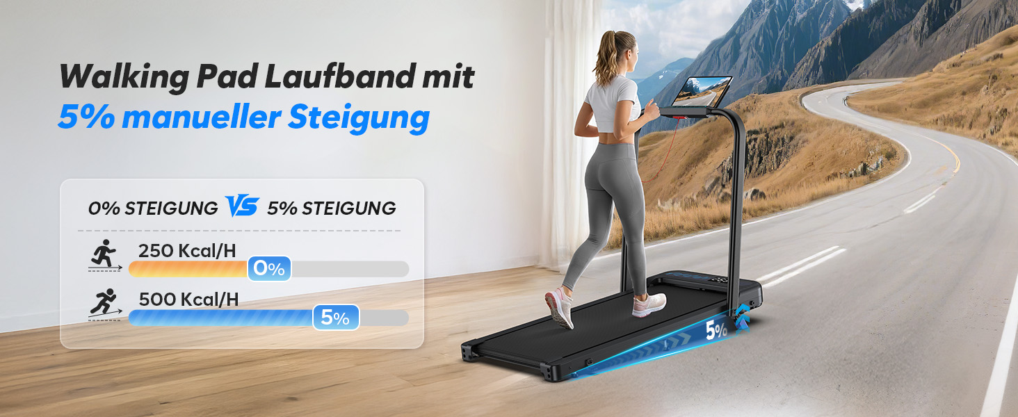 Тренажер для дому 2-в-1 Laufband Klappbar зі складним механізмом, нахилом, LED-дисплеєм, потужністю 3.0PS, для дому та офісу, до 145 кг, без встановлення, чорний