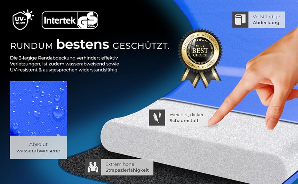 Трамплін Tectake® для саду Ø 305 см з сіткою безпеки, блакитний - ідеальний для занять спортом та балансування дітей