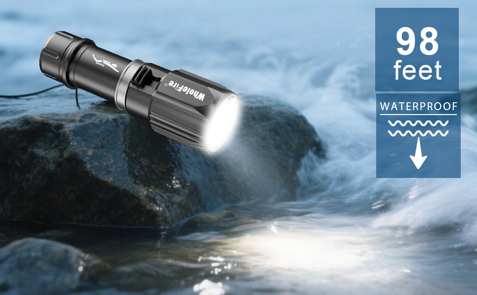Ліхтар підводний LED WholeFire 6000 люменів, IPX8, 30м, XHP70, перезарядна фара для дайвінгу та глибоководних досліджень