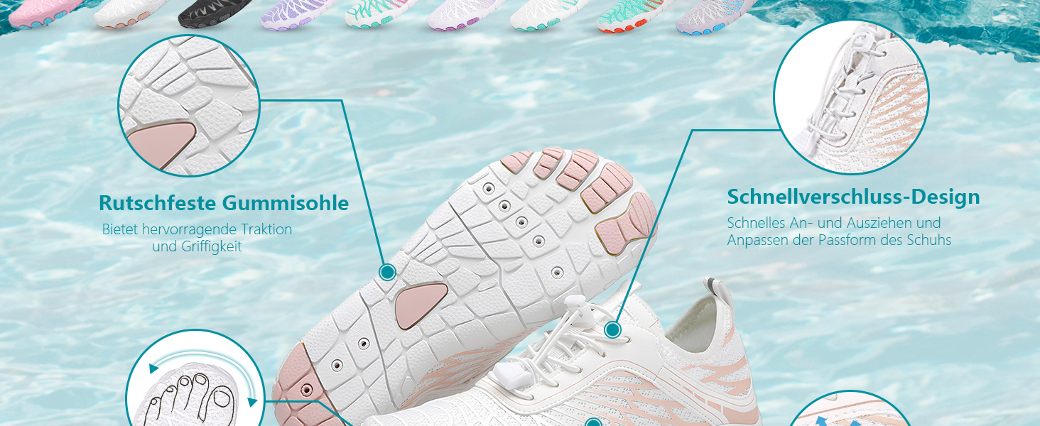 RUYI Взуття для пішоходів без шкарпеток унісекс, швидковисихаюче, для плавання, м'яке, легке, трейлові кросівки, фітнес-взуття з антиковзкою підошвою та широкою передньою частиною, A09, фіолетовий, 40 EU