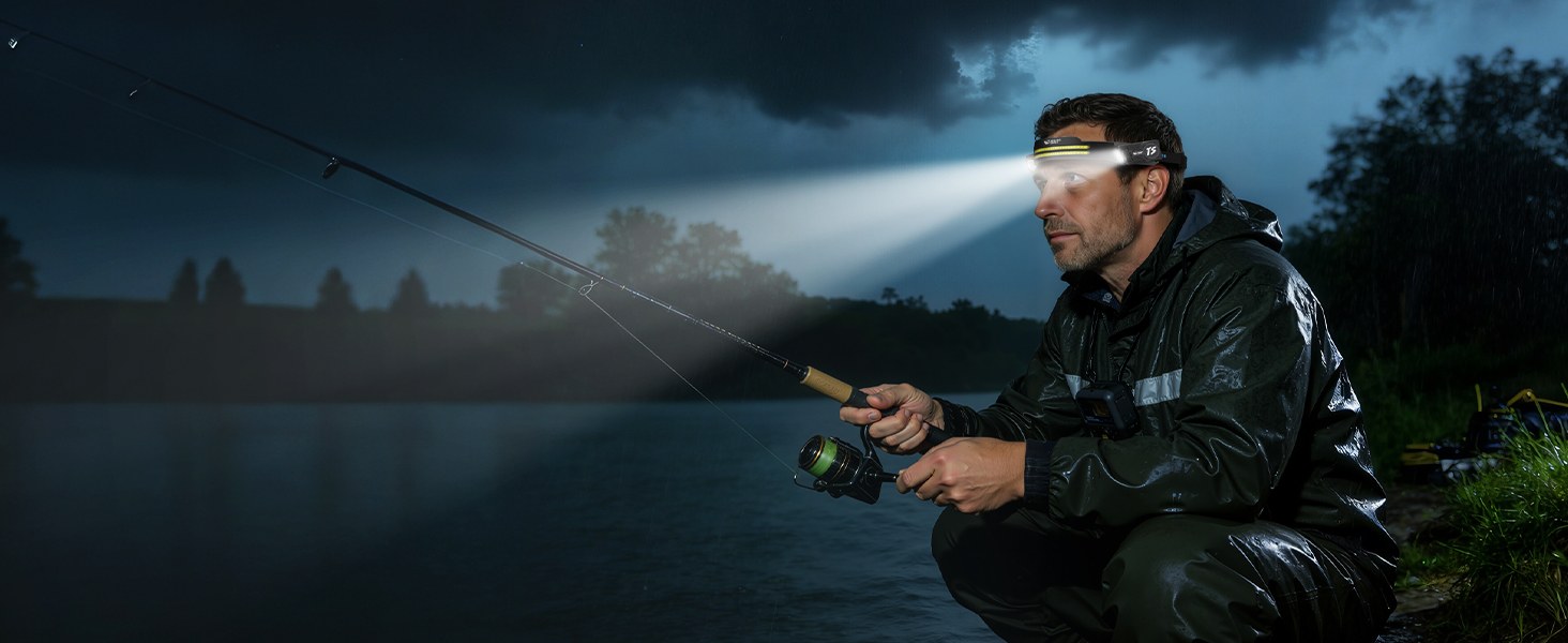 Налобний ліхтар Smiling Shark TS-2 LED, акумуляторний, 2400mAh, з регульованим подвійним променем, стробоскопом та датчиком руху. Ідеально для кемпінгу, бігу, піших прогулянок (2 шт.)