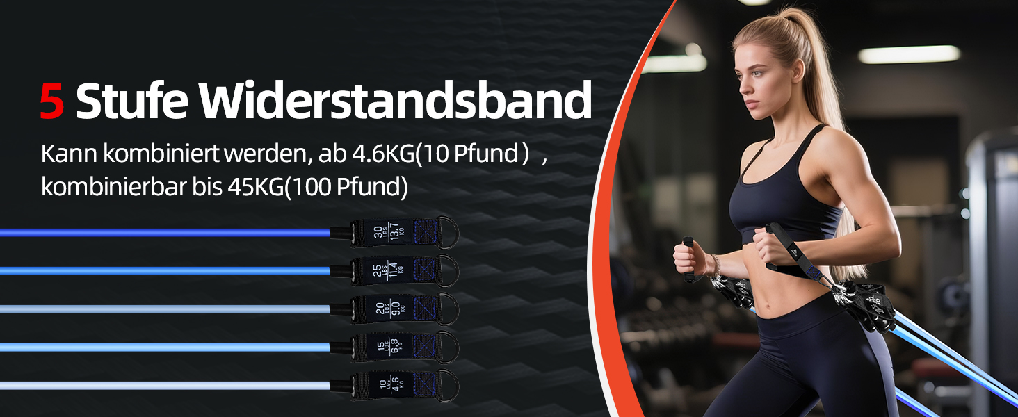 Набір еластичних стрічок Abahub для фітнесу з дверним кріпленням, ручками та петлею для ніг. Ідеально для тренувань всього тіла, домашнього спортзалу, підходить для початківців та досвідчених (100LB)