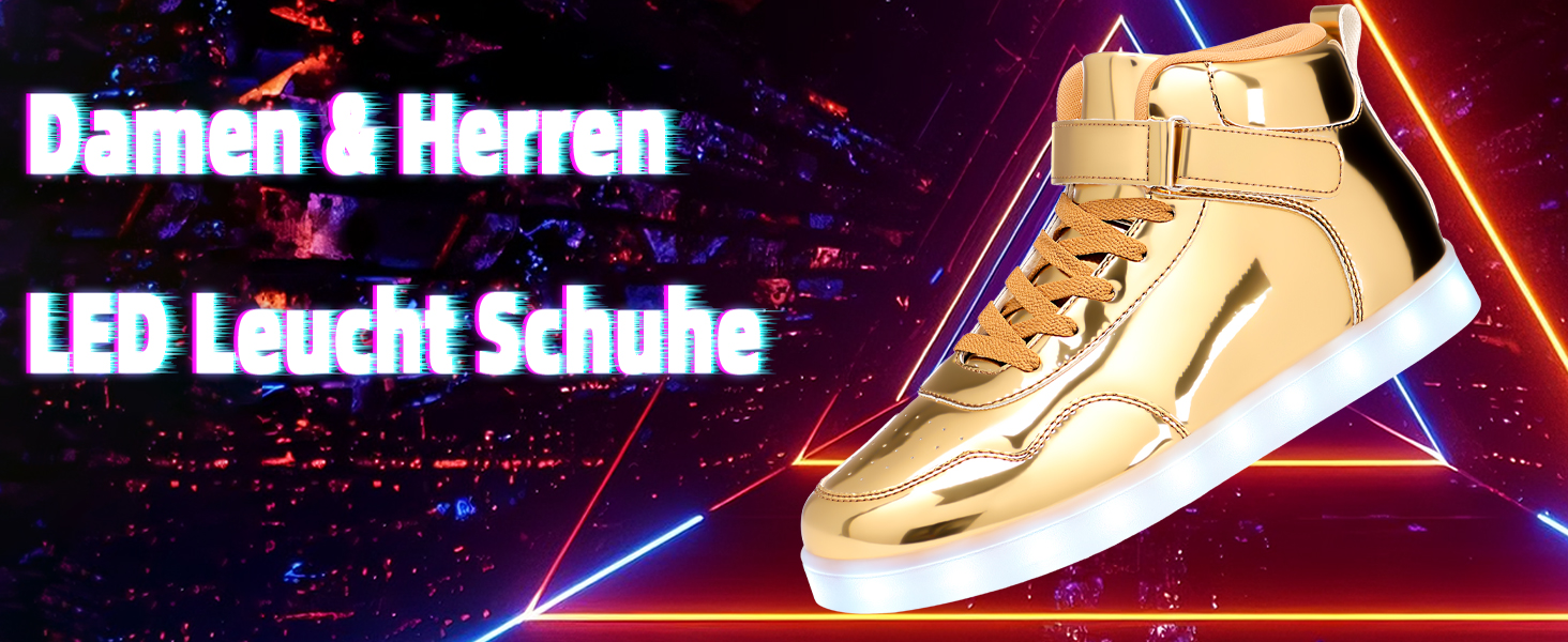 APTESOL LED кросівки високі, світлодіодні, USB зарядка, для жінок та чоловіків (36 EU, білі)