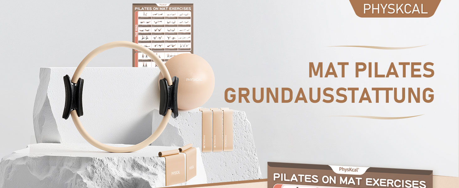 Набір для пілатесу: кільце 38 см, м'яч, гумки та стрічки | Для дому