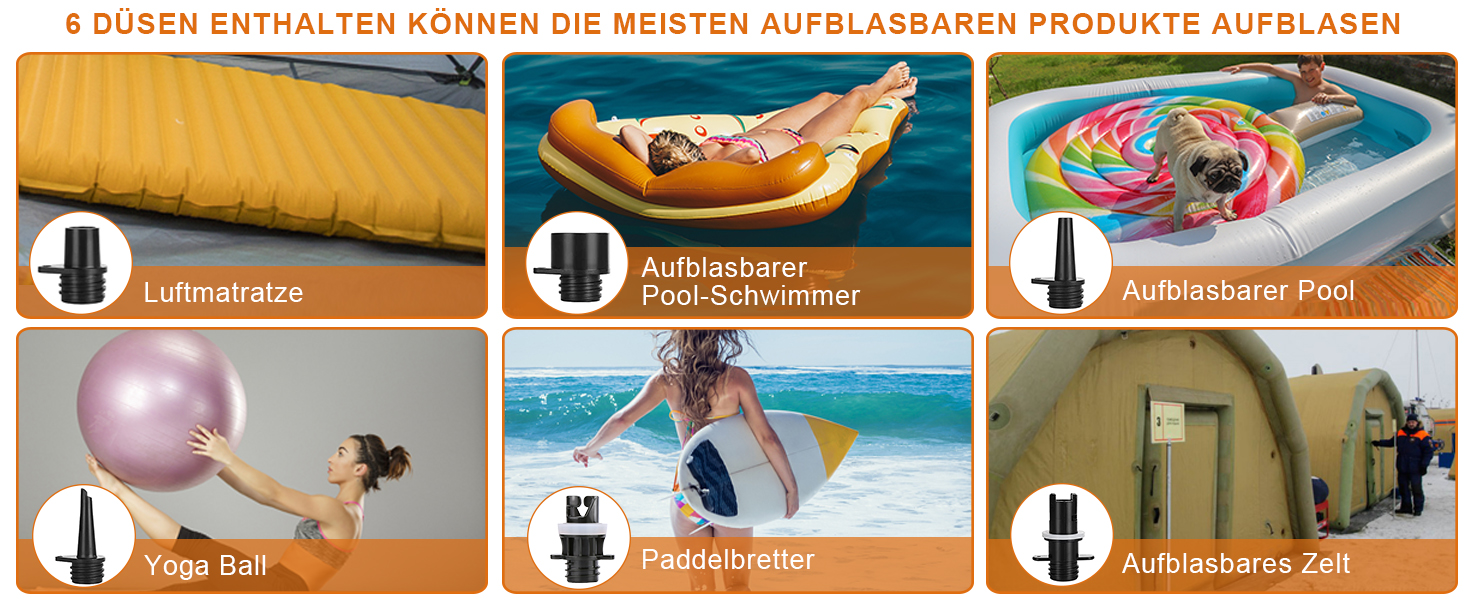 Електричний надувний насос AGPtEK 6000mAh для SUP, матраців, наметів та човнів. 16 PSI, 12V, акумуляторний компресор