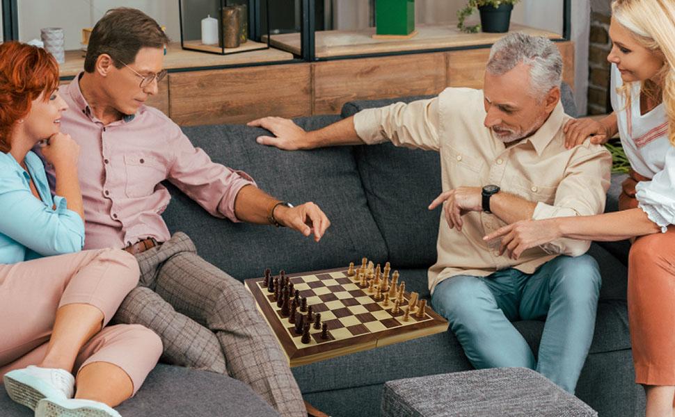 Магнітний шаховий набір ASNEY, 38x38 см, дерев'яний, з шаховими фігурами Staunton, для дорослих