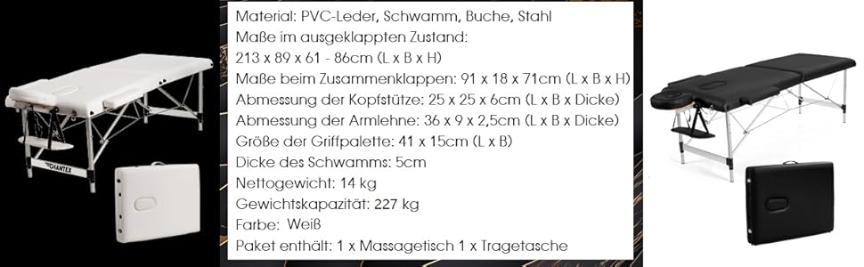 Масажний стіл COSTWAY алюмінієвий шириною 70 см, 2-х складне розкладне масажне ліжко з сумкою для перенесення, знімні підголівники і підлокітники, масажний стіл регулюється по висоті для фізіотерапії, масажі