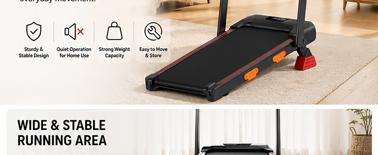 Складана бігова доріжка для дому та офісу 3.0HP з нахилом 10%, Walking Pad з LED-дисплеєм та пультом керування, до 10 км/год, макс. навантаження 136 кг