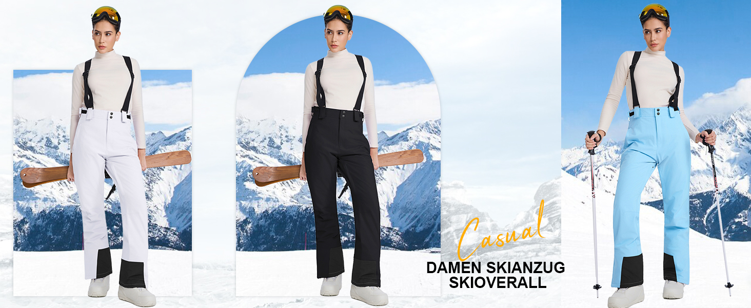 Жіночий гірськолижний костюм HOTIAN 2 в 1: куртка та штани. Водонепроникний, вітронепроникний, теплий. Ідеально для катання на лижах та сноуборді. Колір: BU+BK (синій+чорний)