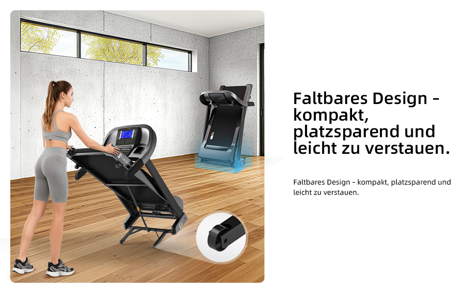 Бігова доріжка L3 для дому, складаний, з тихою амортизацією, Bluetooth, сумісний з Kinomap та Zwift, потужність 4PS, швидкість до 20 км/год, кут нахилу 18%, розмір бігового полотна 1340x480 мм, вантажопідйомність до 120 кг