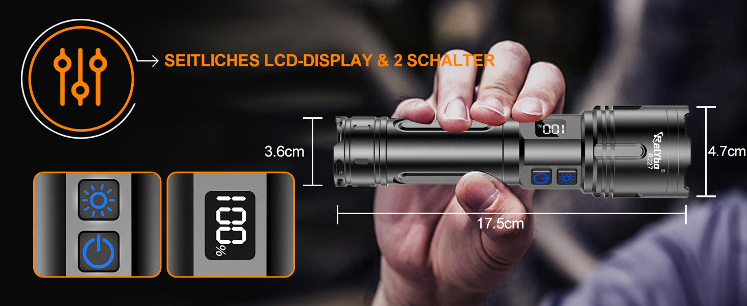 Ліхтар налобний Relybo LED XHM90.2, 1000000 Люмен, USB, тактичний, регулювання яскравості, чорний