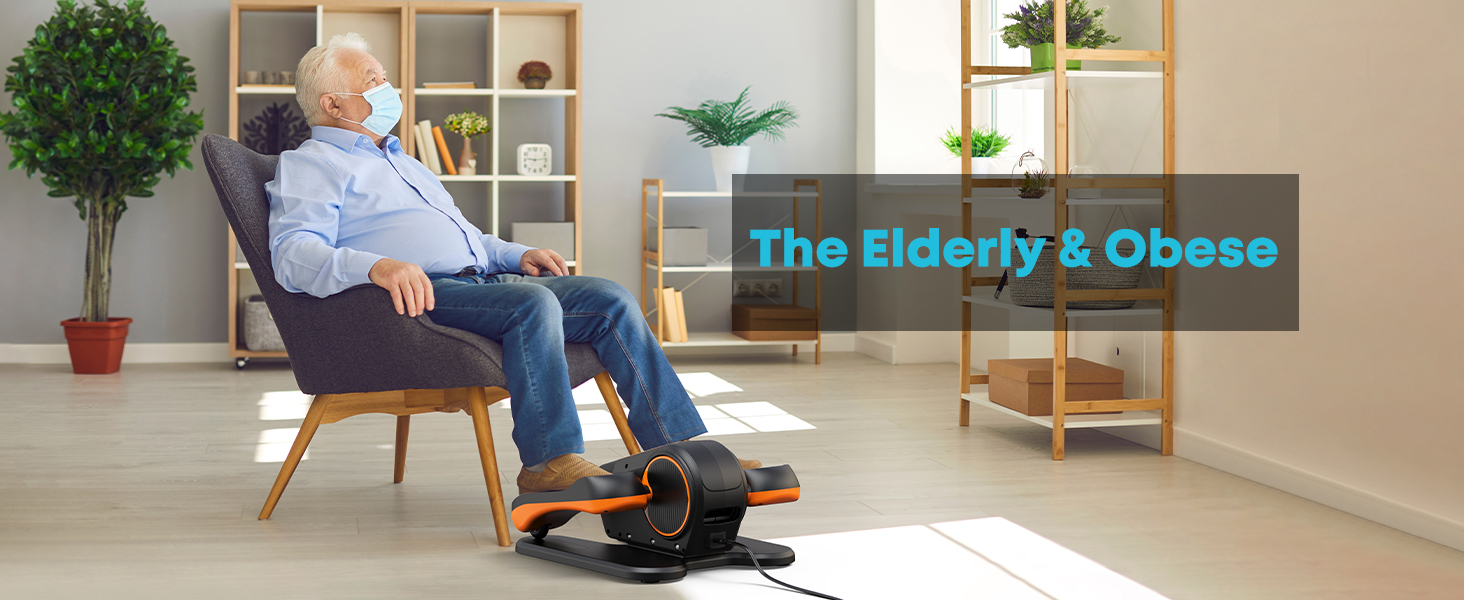 Еліптичний тренажер Gonex під стіл для літніх людей, електричний, з пультом керування, 16 рівнів швидкості, ручний та автоматичний режими (Помаранчевий)