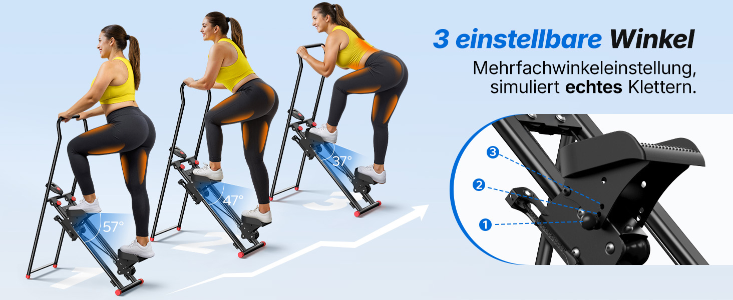 MERACH Сходи-степер для дому, вертикальний тренажер для кардіо та загальної фізичної підготовки, компактний, складаний, з регульованою висотою кроку, ручками та педалями (2438BR2)