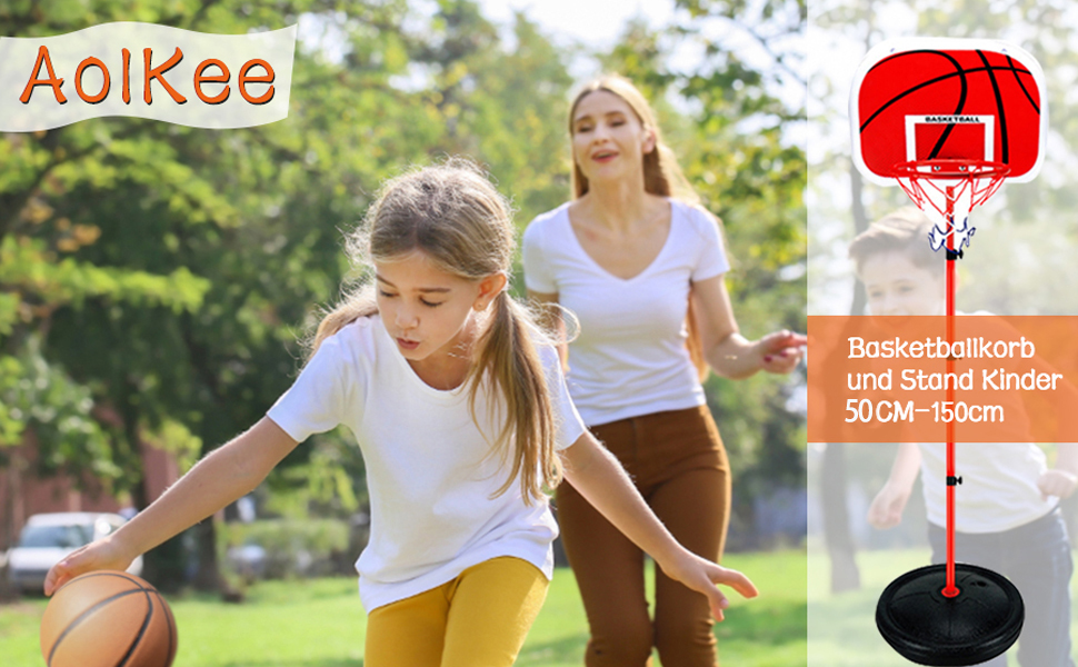 Дитячий баскетбольний кошик AolKee з регульованою висотою, 50-150 см, з м'ячем, сіткою та насосом