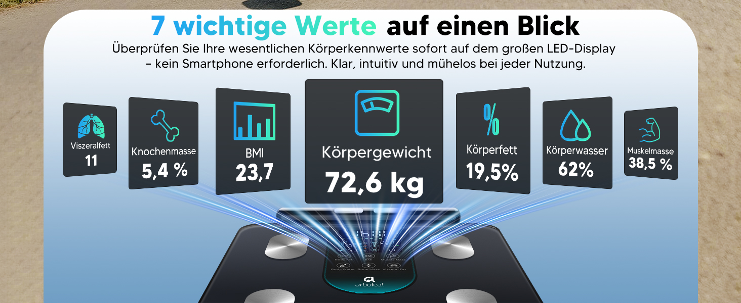 Вага для вимірювання жиру в тілі Arboleaf з датчиками рук, аналіз складу тіла, 50 показників, вага з додатком та великим дисплеєм до 180 кг (Чорний) CS10K