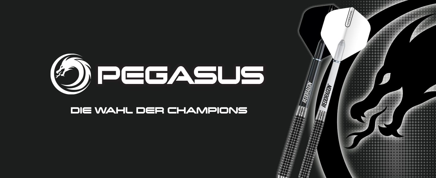 Дарти Red Dragon Pegasus Profi 80% Tungsten 24г - Набір сталевих дротиків з наконечниками, пір'ями та чохлом