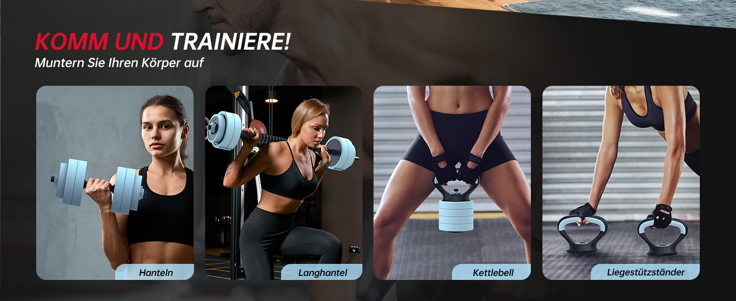 PASYOU Набір гантелей регульовані 20 кг 4 в 1: гантелі, гирі, гантелі з'єднувачем, короткі та довгі гантелі для домашніх тренувань, блакитний