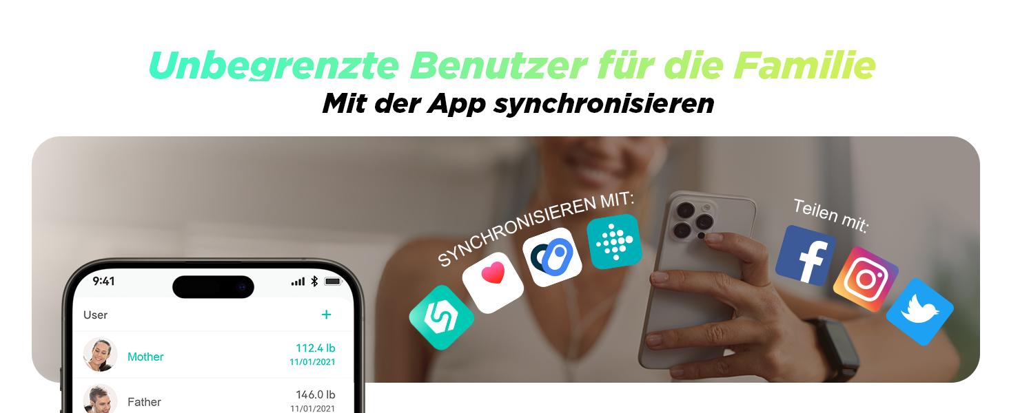Ваги RunSTAR для вимірювання жиру в тілі, цифрова вага для людей з дисплеєм 8-в-1, вимірює вагу, пульс, ІМТ, жир та аналізує 22 параметри тіла, з синхронізацією з додатком