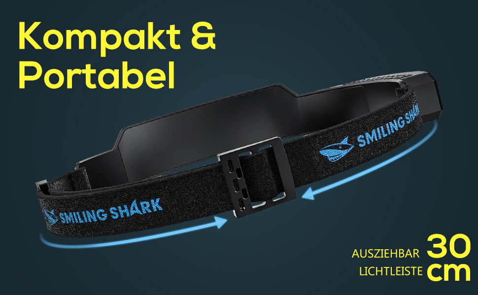 Налобний ліхтар Smiling Shark: 2 шт., 230° кут огляду, 3 LED, біле світло, водонепроникний, для бігу, кемпінгу