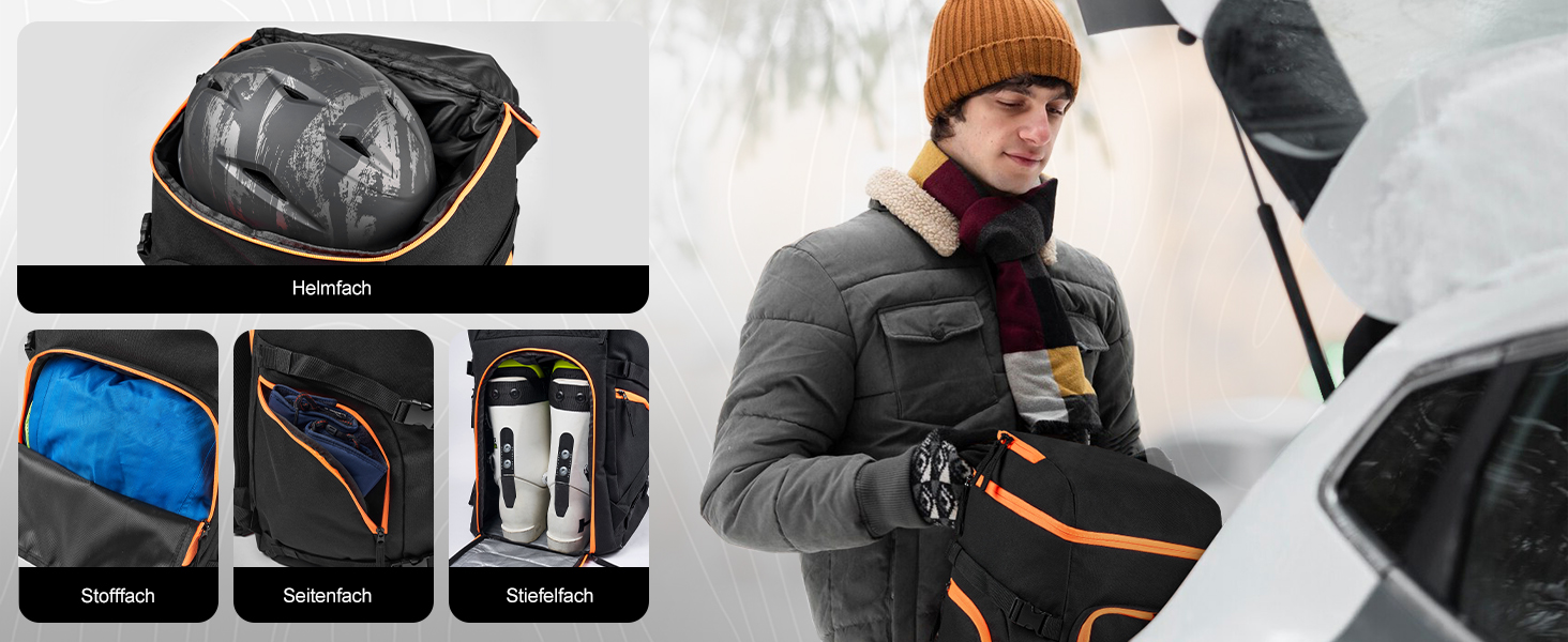 Чохол для лиж Odoland Skitasche Set: комплект для лиж та взуття, водонепроникний, до 200 см, для чоловіків та жінок