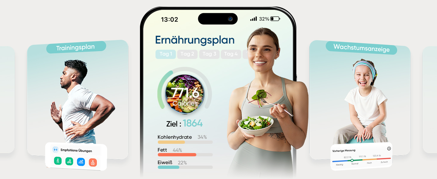 Ваги підлогові Etekcity для аналізу складу тіла Bluetooth: ваги для схуднення, BMI, м'язова маса, жир, BMR, точність 0.02 кг, чорні 28x28 см
