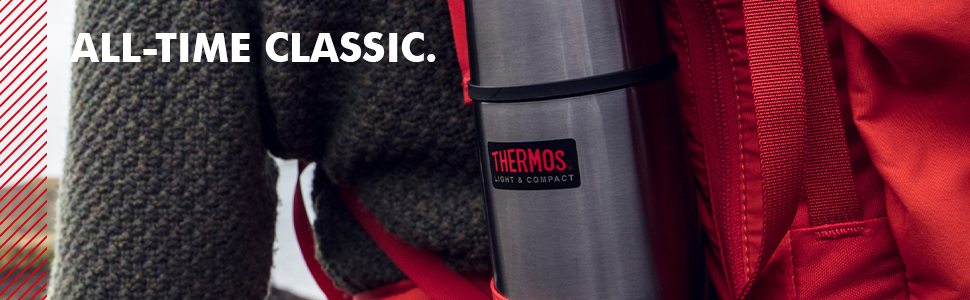Термос пляшка Thermos Light & Compact 0,75 л, сталева ізоляційна фляга сірого кольору з чашкою, зберігає тепло 18 год/холод 24 год, не пропускає рідину, без BPA, можна мити в посудомийці