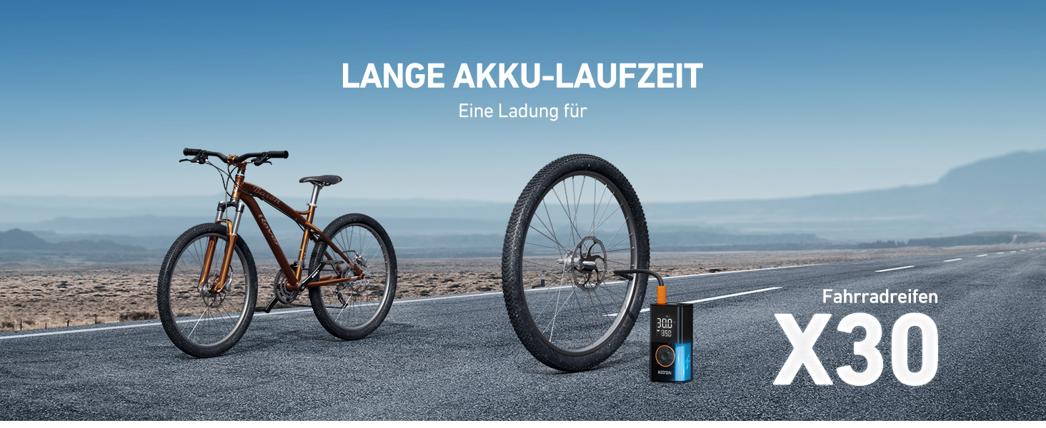 AstroAI Бездротова електрична повітряна помпа, портативна акумуляторна помпа для велосипеда з LED-ліхтариком, для велосипеда, електробіка, авто, мотоцикла, м'ячів (чорний)