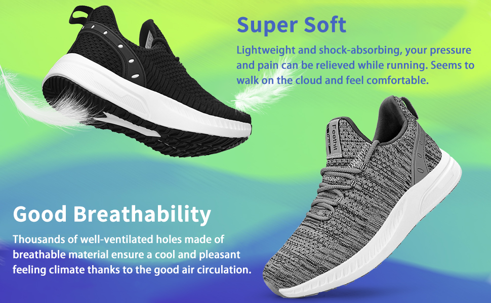 Жіночі кросівки Feethit для бігу та фітнесу: легкі, дихаючі, з гумовою підошвою. Білий, чорний, коричневий кольори. Розмір 36 EU