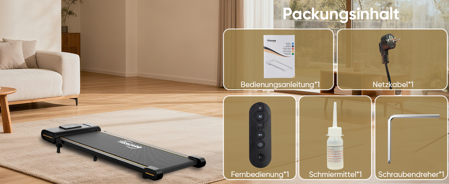 Біговий доріжки TISSCARE для дому та офісу: тихий тренажер для ходьби з регулюванням нахилу, LED-дисплеєм, вагою до 130 кг та швидкістю 1-6 км/год (без ручки).