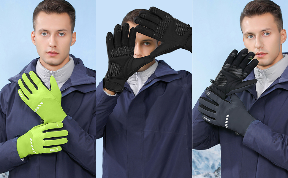 Зимові рукавички для чоловіків, водонепроникні, з підтримкою сенсорного екрану, флісові, теплі, термо, для велосипеда, мотоцикла, катання на лижах, чорні XL