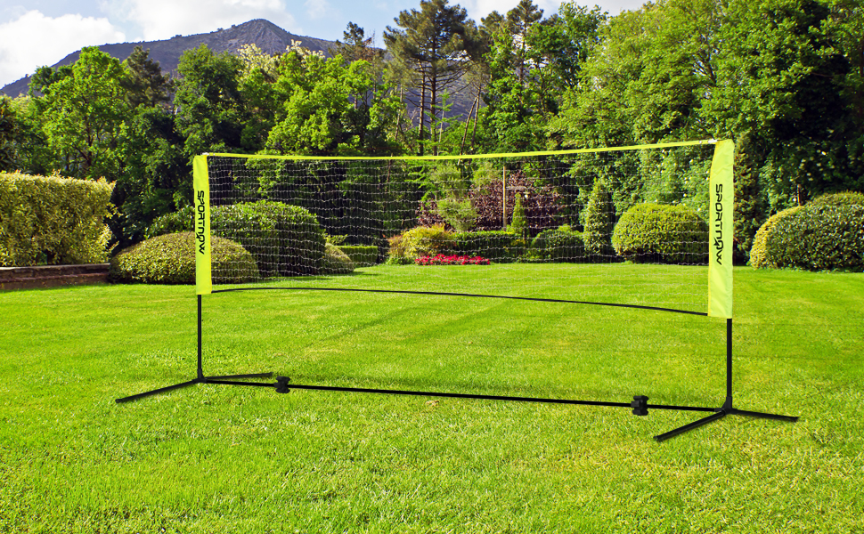 Сітка для бадмінтону SPORTNOW 3/4м, розкладна, регульована, для тенісу, бадмінтону, піклболу, волейболу, з сумкою, чорно-жовта