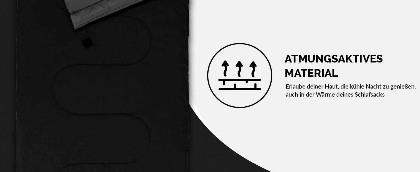 Спальний мішок туристичний, 100% бавовна, до -3°C з подушкою. Підходить для жінок та чоловіків. Розмір 75x190 см, 3-4 сезони, теплий, чорний.