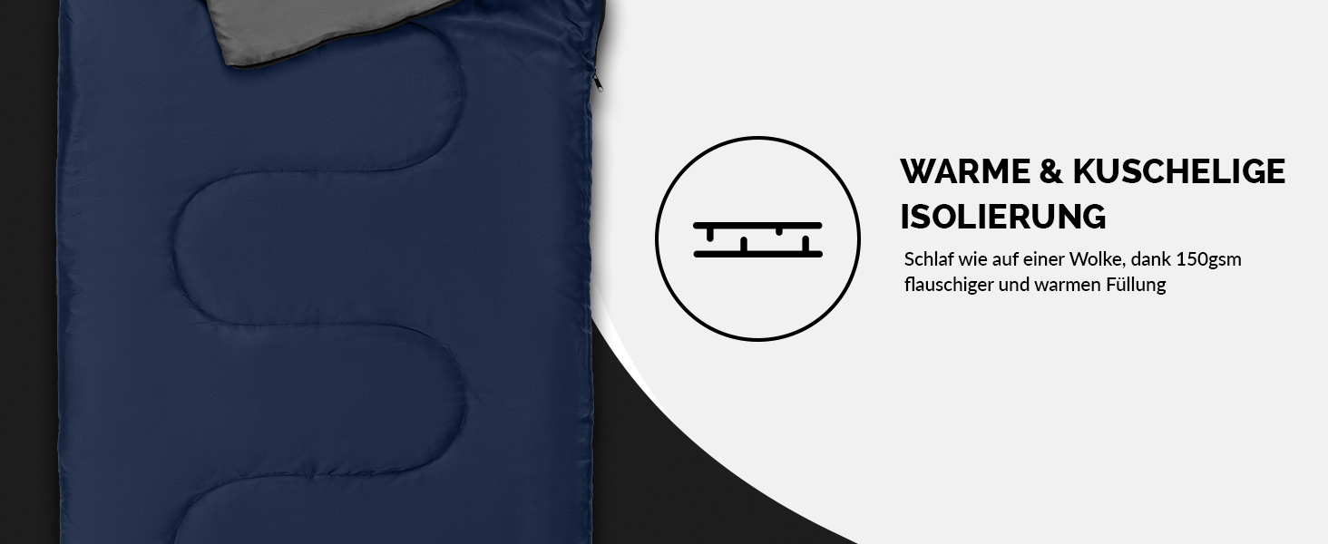 Спальний мішок туристичний з капюшоном до -3°C з подушкою - Outdoor зимовий та літній спальний мішок 3-4 сезони (75 x 220 см) - Гірський спальний мішок для жінок та чоловіків (теплий) Синій 150GSM, без капюшону