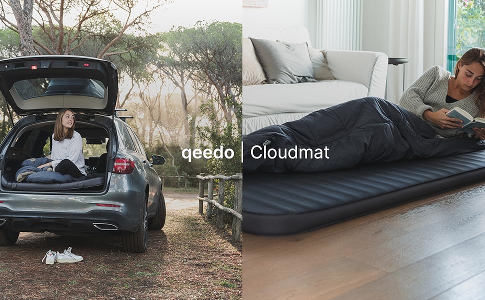 Надувна килимок Qeedo Cloudmat - преміум якість, для кемпінгу та відпочинку, темно-синій, одинарний