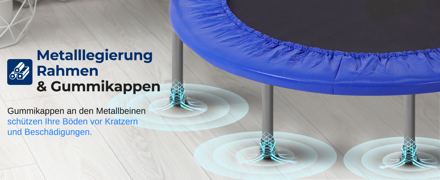 Трамплін SereneLife для дому, діаметр 102 см – складний ребаундер з регульованою висотою та пружинним ефектом, до 150 кг, для кардіотренувань та спорту, небесно-блакитний