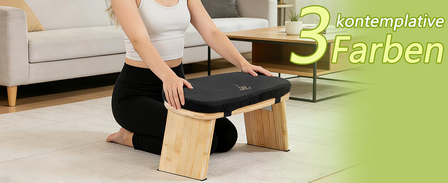 Складний медитативний стілець з бамбука Ergonomischer Meditationsbank: З подушкою, для молитви, йоги та медитацій - Сірий