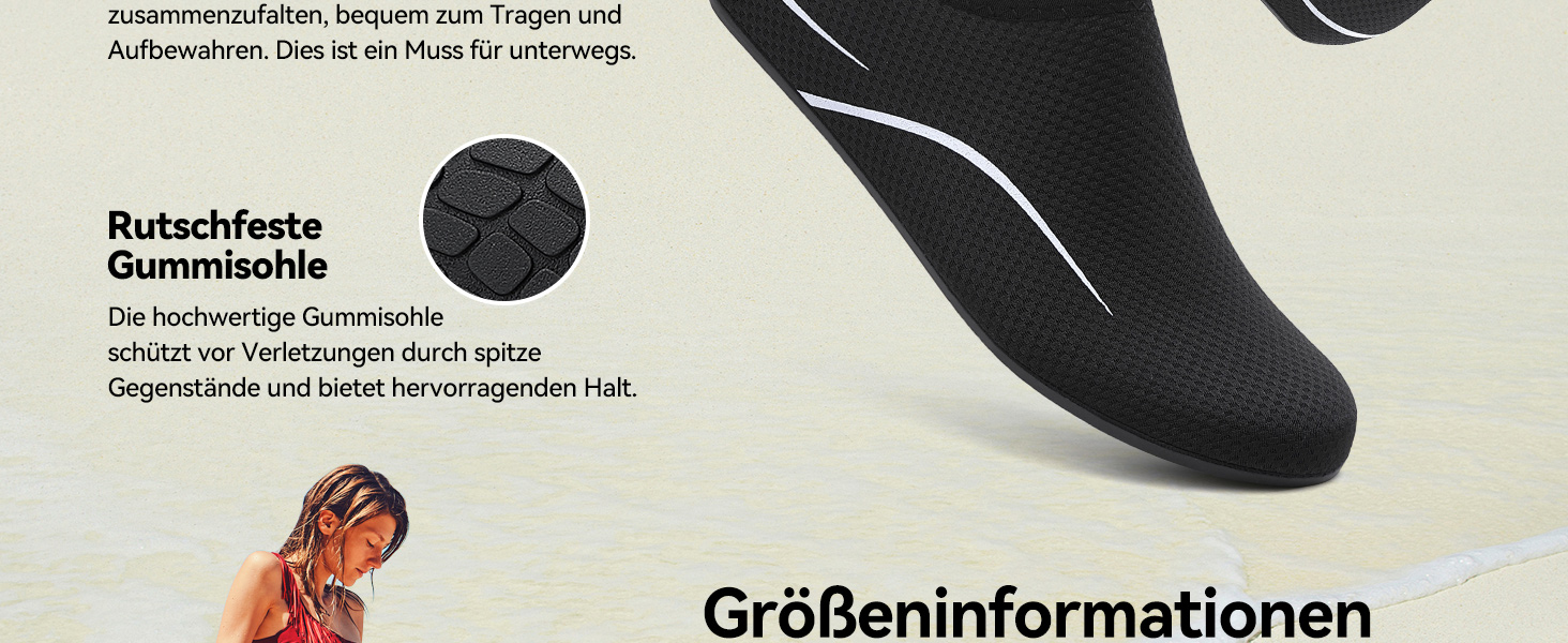 Чоловічі та жіночі водяні черевики для плавання, серфінгу та відпочинку на пляжі. Дихаючі, швидковисихаючі, унісекс, розмір 39 EU, чорний колір.