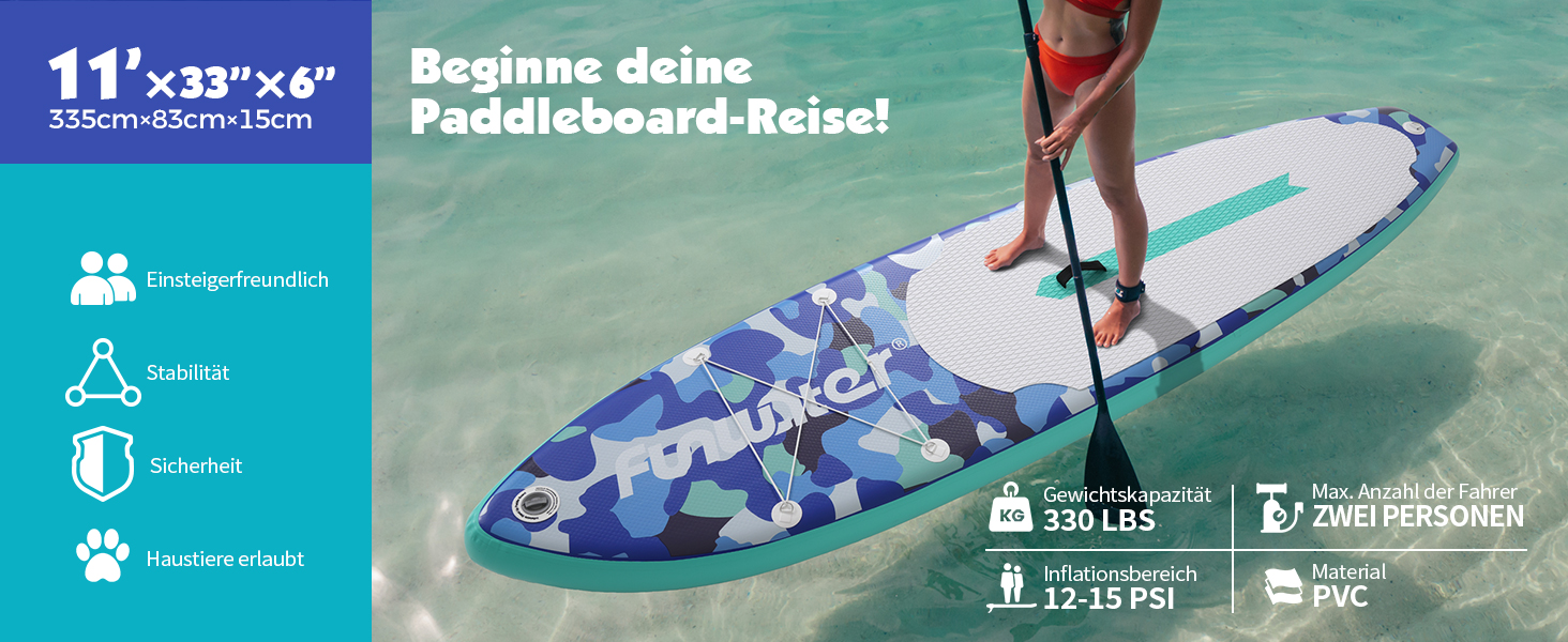 Надувний SUP-борд FunWater 11'10'6: комплект з аксесуарами (весло, насос, сидіння)