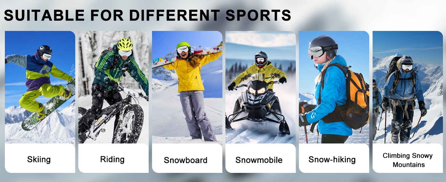 Снігові окуляри без рами для дорослих, широке поле зору, лінзи UV400 Anti-Fog, сноуборд окуляри для чоловіків та жінок, срібні