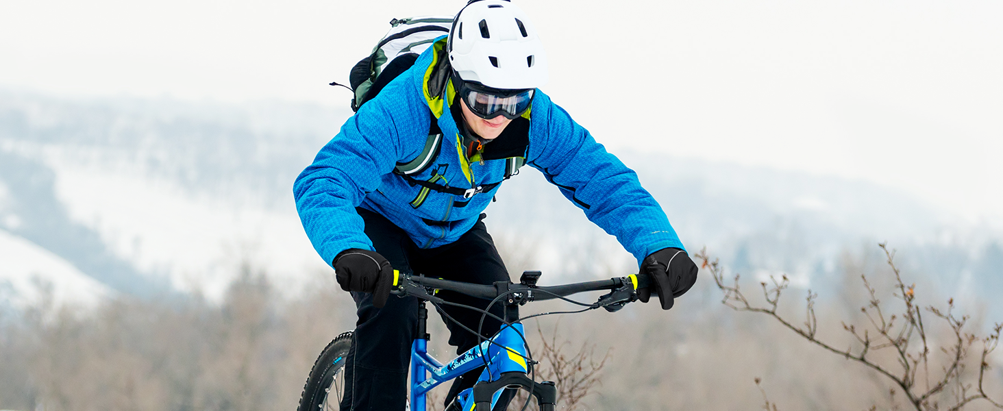 Зимові рукавички HIKENTURE Водонепроникні, велосипедні рукавички для чоловіків та жінок з Polarflausch, теплі та вітронепроникні рукавички з підтримкою сенсорного екрану, антиковзкі рукавички для катання на лижах, бігу та активного відпочинку на відкритому повітрі